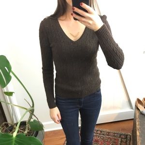 Brown wool baby cable knit bench jcrew sweater